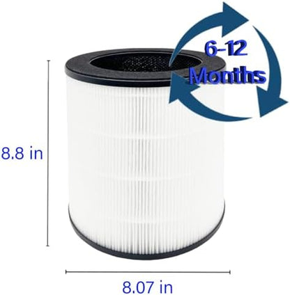 2 Pack AP-T200FL Replacement Filter for HoMedics AP-T200 AP-T2503 Smart Air Purifier, 3-in-1, H13 True HEPA with Activated Carbon and Pre-Filter