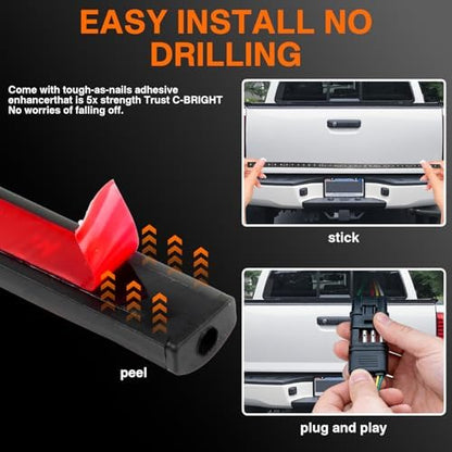 LIGBT 60" Tailgate Light Strip 108LED Truck Tailgate Light Bar Running Red Brake Lights White Reverse Amber Turn Signal Strobe Lights Waterproof Flexible Tail Light Bar for Pickup Trailer SUV RV Van