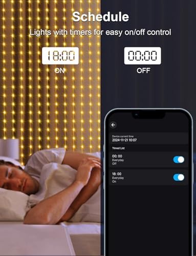 echosari 20Ft x 10Ft Smart Curtain Lights Compatible with Alexa
