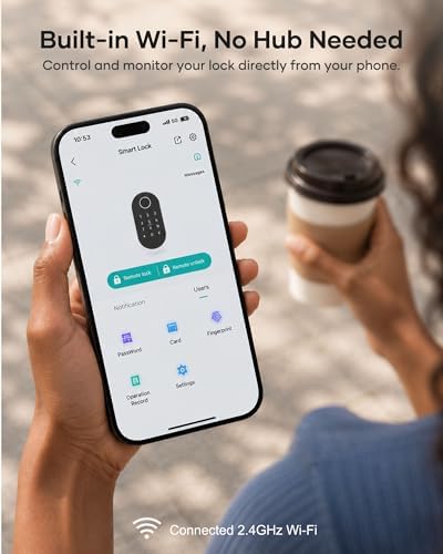 Wi-Fi Smart Front Door Lock Set, Keyless Entry Deadbolt Handle
