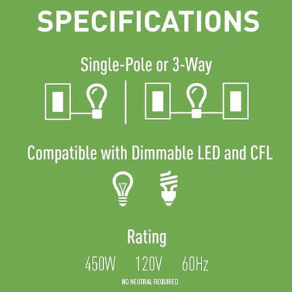 Legrand LS Series 450W LED Dimmer Light Switch 3-Way Brown 1 Pack