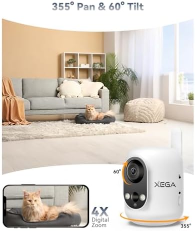 Xega 4G LTE Cellular Security Camera Indoor Wireless, 2K No WiFi Camera