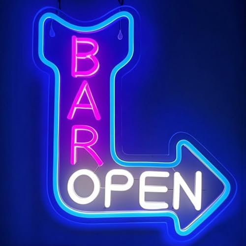 Bar Open Neon Sign Open Arrow Neon Light