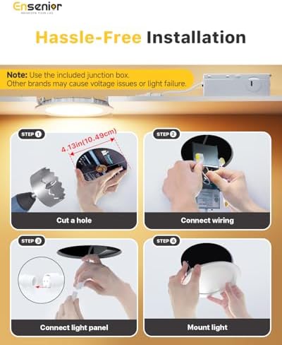 Ensenior 1 Pack 4 Inch LED Recessed Light, Dimmable, 5000K Daylight, 750LM High Brightness, 9W 120V, Damp Rated, Ultra-Thin Canless Wafer Ceiling Light - ETL & FCC & IC