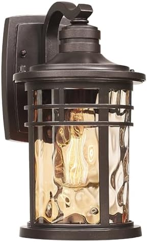 Darkaway Outdoor Wall Light Fixture,Outside Porch Lights Wall Mounted Amber Ripple Glass Exterior Waterproof Wall Sconce Lighting for House Front Door Garage Patio