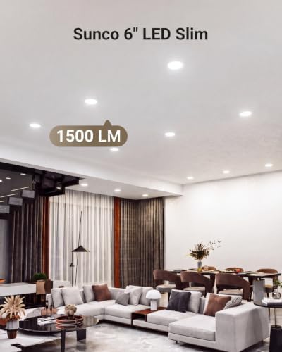 Sunco 12 Pack 6 Inch Slim LED Recessed Ceiling Lights, 5CCT, 14W, Dimmable