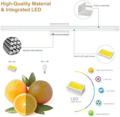 SineRise 48-Inch LED Modern Bathroom Vanity Light Bar, Chrome Modern Acrylic Bathroom Wall Lighting Fixtures Over Mirror (Cool White 6000K)