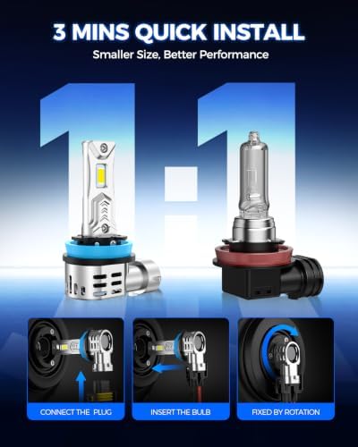 Marsauto H11/H9/H8 Light Bulbs, 60000LM 1200% Brightness, Pack of 2