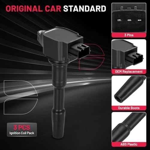 BDFHYK Ignition Coil Packs Compatible with Smart Fortwo 2016-2017 0.9L l3,Coil for UF-808 C-987 UF808 C987 2819060000 22433-2428R 224332428R 8201154128 0986221079 Set of 3