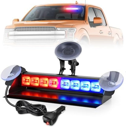 Nilight 8LED Red Blue Traffic Advisor Strobe Light Bar Hazard Safety