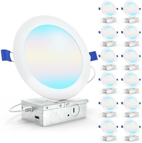 Sunco 12 Pack 6 Inch Slim LED Recessed Ceiling Lights, 5CCT, 14W, Dimmable
