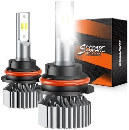 SEALIGHT 9007 Fog Light Bulbs, 80000LM 6000K Cool White, Real 1:1 Size 3 Min Plug-N-Play, No Noise Fanless 7055 Aluminum Alloy Self-Cooling Design, IP67 HB5 Bulbs Box of 2