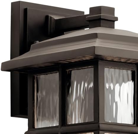 Kichler Beacon Square 14.25" Outdoor Wall Light in Olde Bronze®, 1-Light Exterior Wall Sconce with with Clear Hammered Glass, (14.25" H x 8" W), 49830OZ