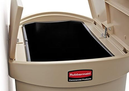 Rubbermaid Commercial Products Streamline Plastic Front Step On Trash Can, 18 Gallon, Beige, Hands-Free Garbage Can for Medical Waste in Hospitals/Lab/Emergency/Patient Rooms
