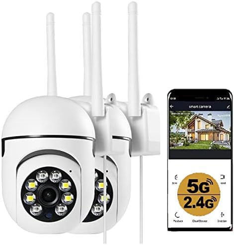Outdoor Security Cameras, 2.4GHz & 5G WiFi Cameras for Home Security, 1080P Dome Surveillance Cameras 360° View, Waterproof Security Camera with Motion Detection, 2-Way Audio (2PCS)