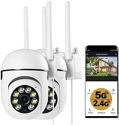Outdoor Security Cameras, 2.4GHz & 5G WiFi Cameras for Home Security, 1080P Dome Surveillance Cameras 360° View, Waterproof Security Camera with Motion Detection, 2-Way Audio (2PCS)