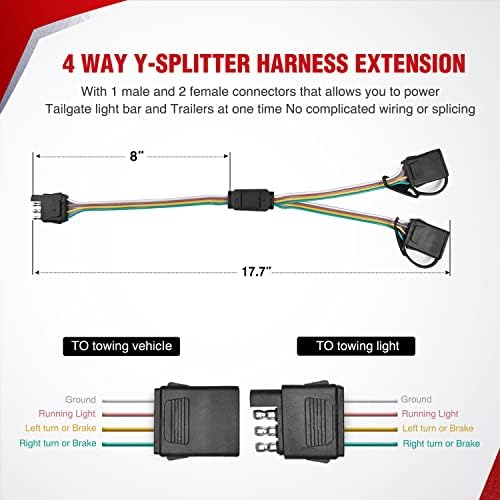 Nilight 3PCS 60 Inch Truck Bed Light Strip Bundle with Tailgate Bar 60" Triple Row 504 LED Strip 4 Way Flat Trailer Y-Splitter Extension Harness for Cargo Pickup Truck SUV RV Boat, 2 Years Warranty