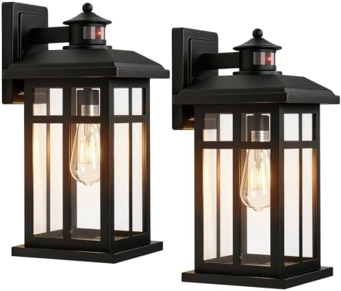 Brilvibera 2-Pack 16" Large Black Outdoor Wall Light