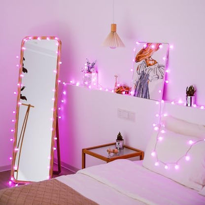 JMEXSUSS 33FT 100 LED Pink Globe String Lights Battery Operated 8 Modes
