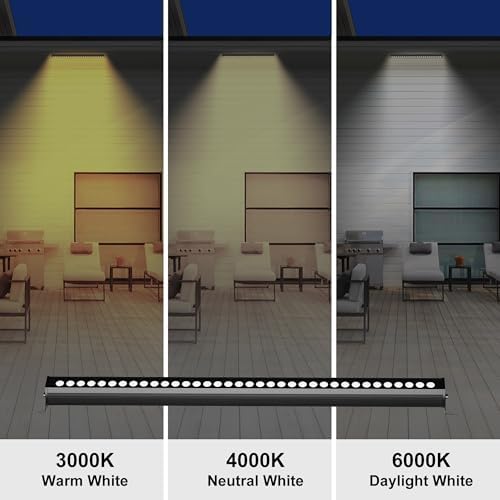 40″ LED Wall Washer Light Bar, 4000K Neutral White 36W Outdoor Light, IP65 120V AC Plug-in LED Flood Bar with 360° Adjustable Mount Brackets for Wall Wash Lighting, Landscape Uplighting