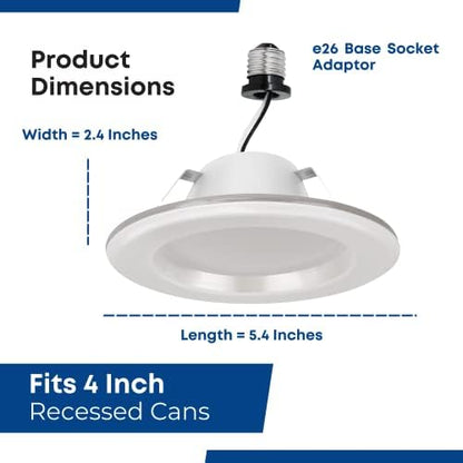 Feit Electric 4in LED Recessed Downlight with Night Light Mode, 50W Eq