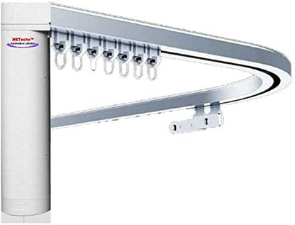 Custom Size Flexible Bendable Curved Electric Motorized Traverse Remote Controlled Drapery Track for Corner or Bay Window 118” CL200BT-CT
