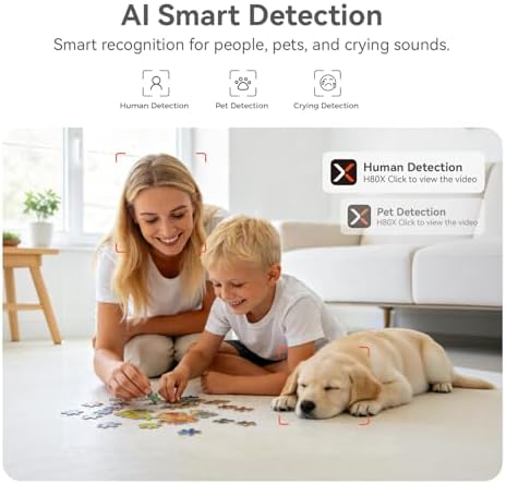 4K UHD Indoor Camera, 64G Built-in Storage No Subscription,Pet Camera Indoor with Phone App,Work as Baby Monitor/Cat/Dog Camera,360°Pan&Tilt,Two-Way Talk,Privacy Mode,AI Tracking/Detection
