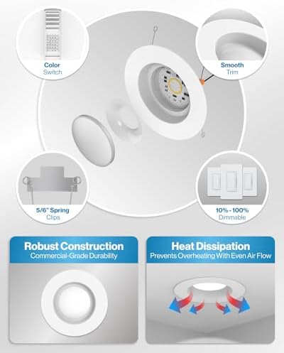 Sunco 96 Pack 6 Inch Retrofit LED Recessed Can Lights, 5CCT, 13W=75W