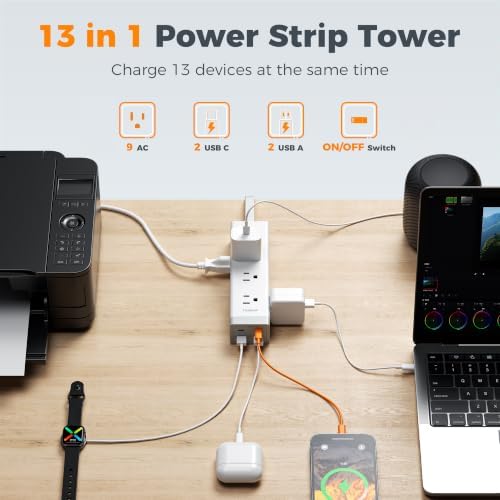 TESSAN Surge Protector Power Strip with 1050J Protection, 6 Ft, Grey