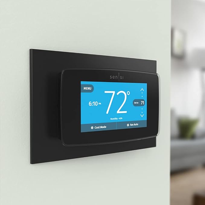 Sensi Touch 2 Smart Thermostat Bundle with Touchscreen Color Display, Compatible with Alexa, Includes Black Emerson Wall Plate SA5B
