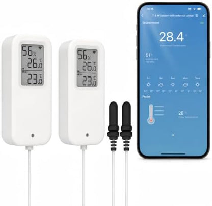 DAYTECH WiFi Freezer Alarm Thermometer, 2 Pack with App Alerts