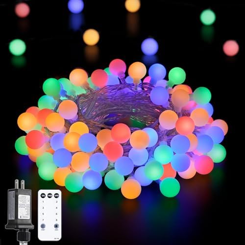 JMEXSUSS Multicolor 100 LED Globe Christmas Lights Indoor Plug in