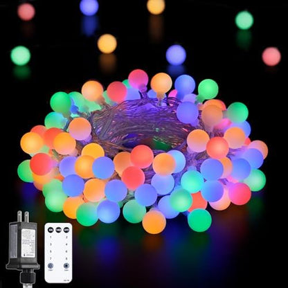 JMEXSUSS Multicolor 100 LED Globe Christmas Lights Indoor Plug in