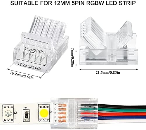 Flutesan 20 Pcs 4 Pin 12 mm LED Strip Connector RGB Lights