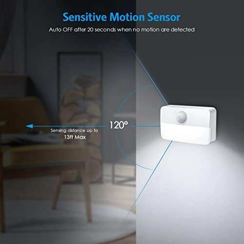 AMIR 6 Pack Mini Motion Sensor Stair Light for Indoor, Battery-Powered LED Night Light, 40 Lumen 6500K, Cordless Closet Lights, Safe Lights for Stairs, Hallway, Bathroom, Kitchen, Cabinet