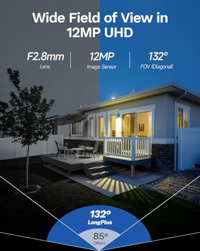 LongPlus 12MP UHD Poe Wired Security Camera Outdoor for Security Cameras System, Cameras for Outdoor Home Security Spot Lights Color Night Vision, Strobe Light Alarm & Sound CP12B1