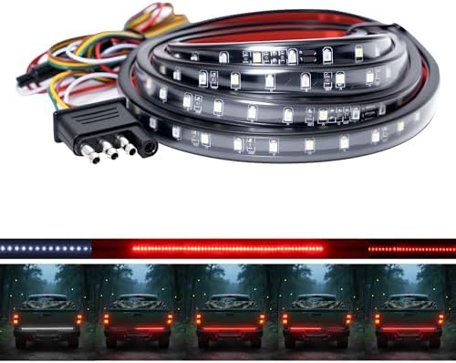60" Tailgate Light Bar - 108 LED Brake Light Strip with Red Running/Turn Signal & White Reverse Lights, Waterproof Silicone for Car Pickup SUV Trailers