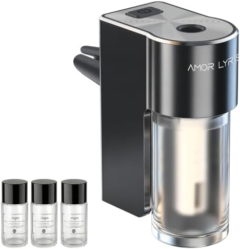 Car Air Freshener Diffuser, Smart Car Vent Air Freshener, 3 Speed Adjustable, Rechargeable, Intelligent Auto On/Off, Long Lasting Fragrance, 3 x 10ml Essential Oils, Cologne