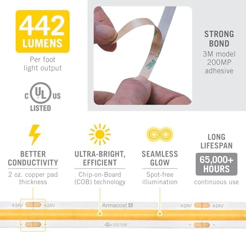 Armacost Lighting RibbonFlex Pro COB, 24V, 5000K, 442 Lumens/Ft, IP20, 2.5M 173410