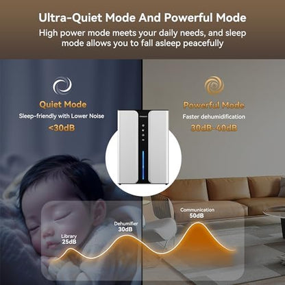 PTHRAOUTA Home Dehumidifier with Drain Hose, with Air Reusable Filter