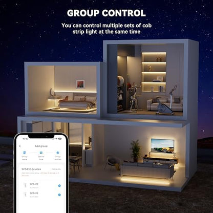 PAUTIX COB LED Strip Light 32.8ft/10m,Work with Alexa/Google Assistant, Warm White led Strip 3000K UL Listed,Dimmable 24V Flexible Tape Light,Super Bright Strip Lights for Office,Bedroom,Kitchen