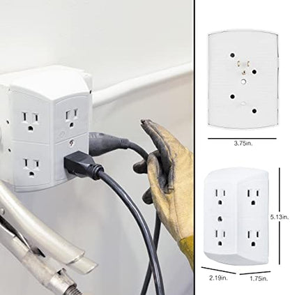GE 6-Outlet Wall Extender White | Grounded | Spaced Outlets | UL Listed | Pack of 12