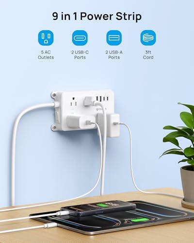 TROND Power Strip Surge Protector 3ft, Wall Mountable, ETL Listed
