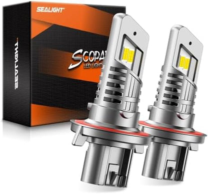 SEALIGHT H13 Bulb compatible 9008, 50000LM 6500K White Light, 1:1 Design with 13000RPM Cooling Fan, IP67 Waterproof 60000+ Hours Lifspan Plug and Play, 2 Pack