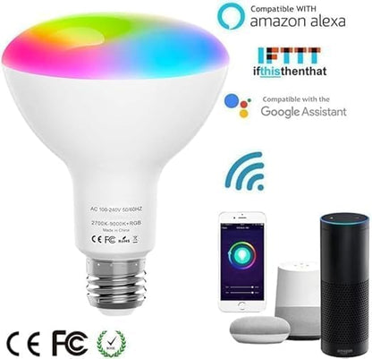 Zigbee BR30 Smart Bulb Compatible with Alexa & Google Home SmartThings, App & Voice Control&Remote Control & Dimmable RGBCW 12W