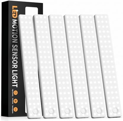 6 Pack Under Cabinet Lighting, USB Rechargeable Motion Sensor Light Indoor, Battery Operated Closet Light, LED Cabinet Lights, Stick On Dimmable Under Counter Lights for Kitchen