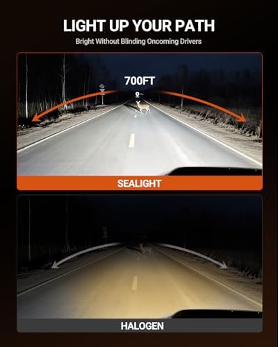 SEALIGHT H13/9008 Bulbs, 52,000LM 1000% Bright S6 Pro H13 Bulb with 2025 4th-Core LED Chips, Ultra 80,000hrs+ Lifespan 9008 Drving Light, 6500K White 1:1 Design Size Plug and Play Fog Light, Pack of 2