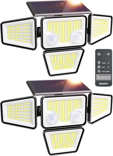 Motion Sensor Outdoor Solar Lights, Security Flood Lights 4-Head, 2-Pack