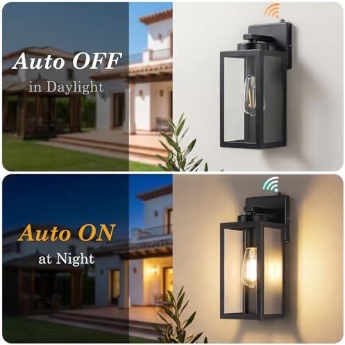 BesLowe Upgraded Dusk to Dawn Outdoor Wall Lights, Matte Black, 2-Pack