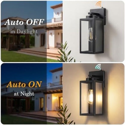 BesLowe Upgraded Dusk to Dawn Outdoor Wall Lights, Matte Black, 2-Pack